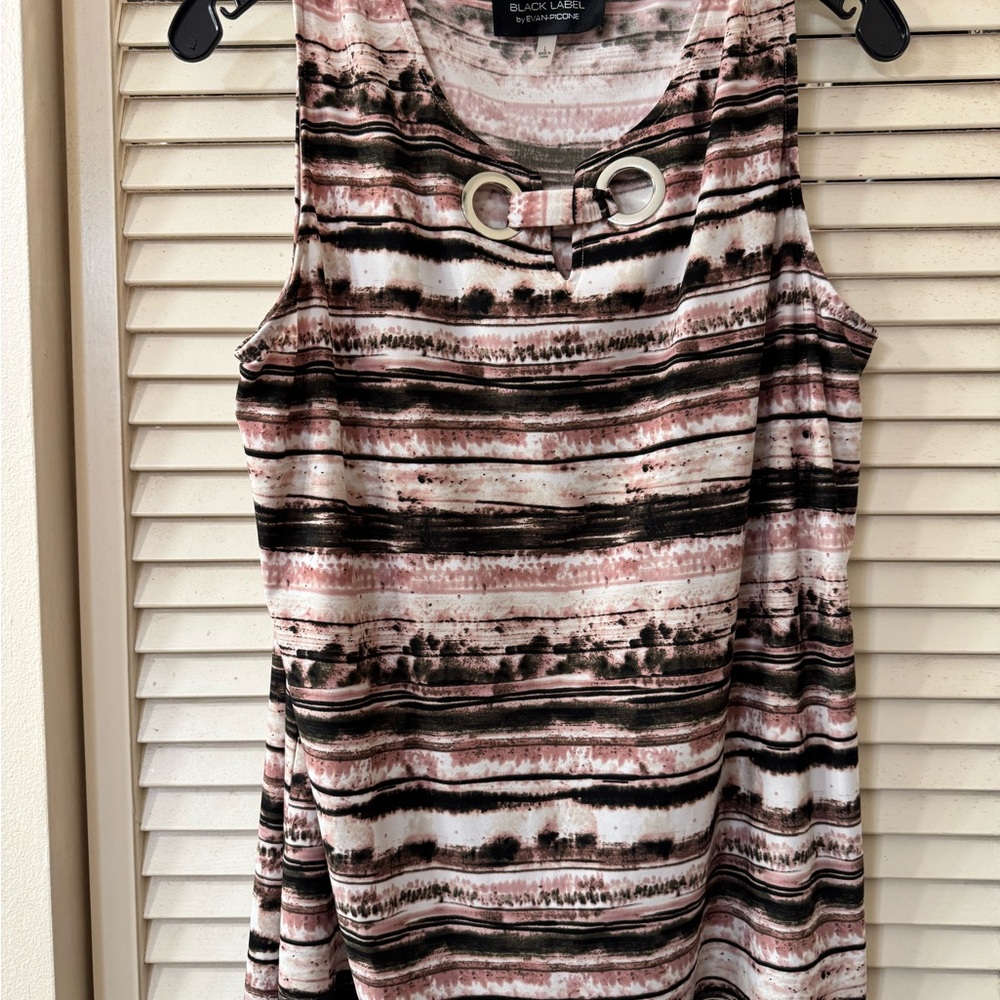 Evan Picone Women's Striped Sleeveless Top - Pink, Black, and White